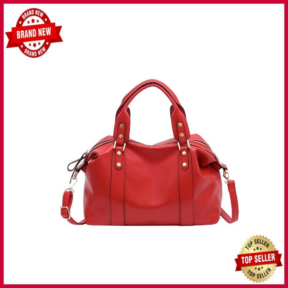 Large Vegan Leather Tote Bag with Compartments Adjustable Crossbody Strap